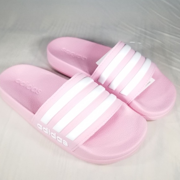 girls pink adidas slides